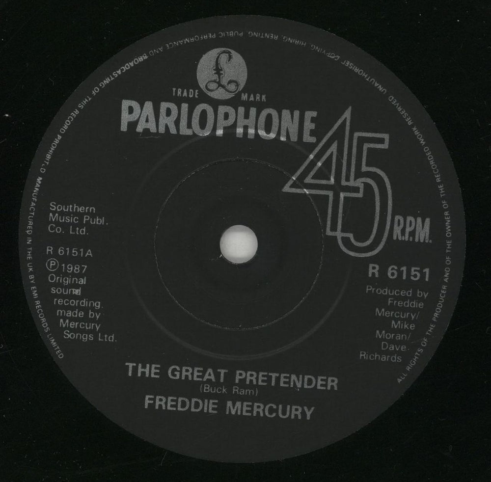 Freddie Mercury The Great Pretender UK 7" vinyl single (7 inch record / 45) MER07TH672680