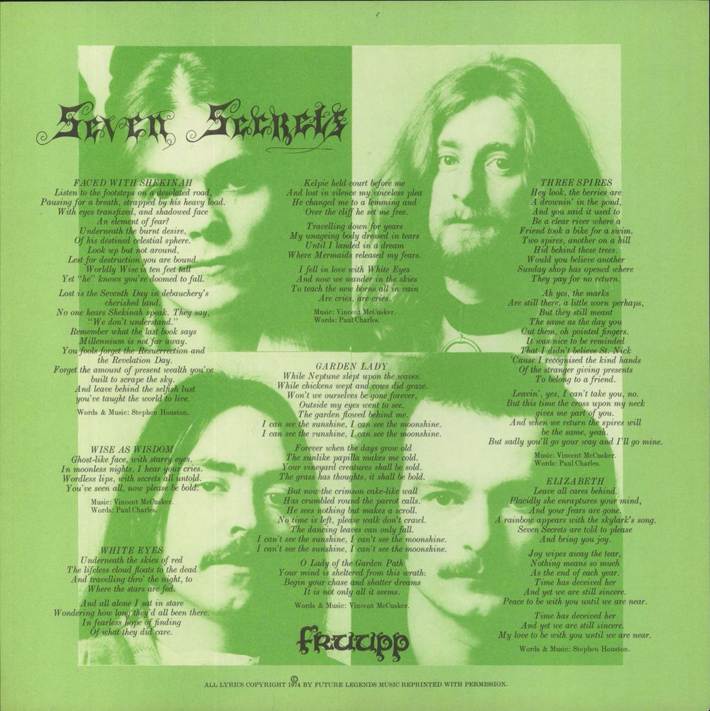 Fruupp Seven Secrets + Insert - Misprint UK vinyl LP album (LP record) Deleted