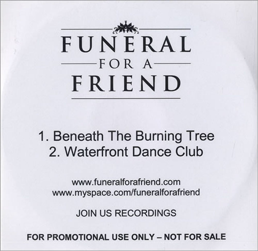 Funeral For A Friend Beneath The Burning Tree UK Promo CD-R acetate CD-R ACETATE