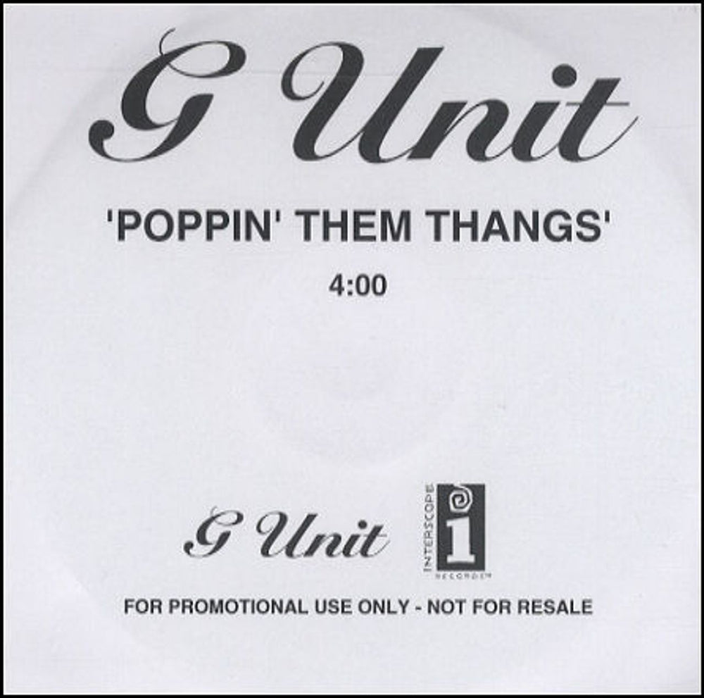 G Unit Poppin Them Thangs UK Promo CD-R acetate CD-R ACETATE