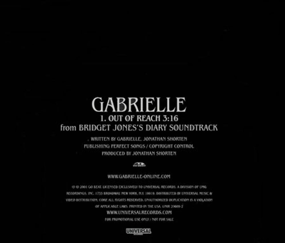 Gabrielle Out Of Reach US Promo CD single (CD5 / 5") UNIR20609