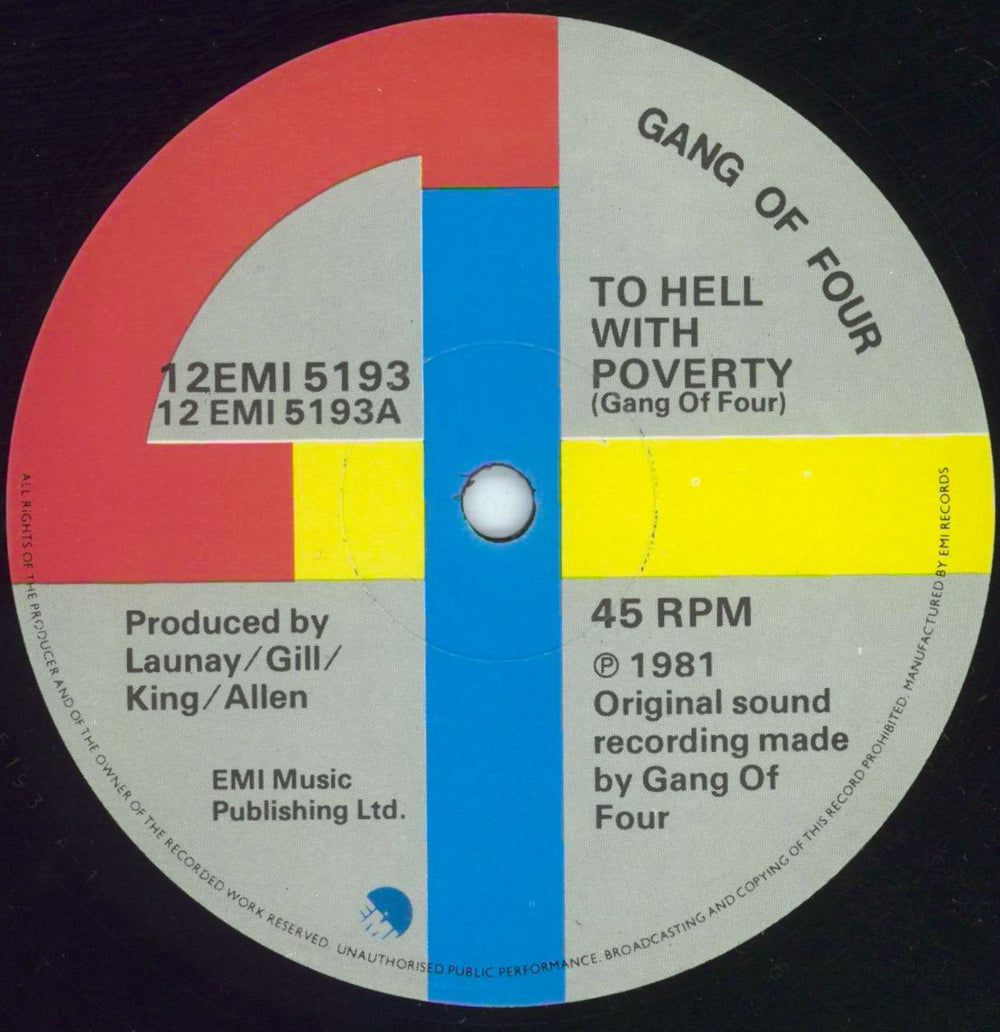 Gang Of Four To Hell With Poverty UK 12" vinyl single (12 inch record / Maxi-single) GGO12TO808194