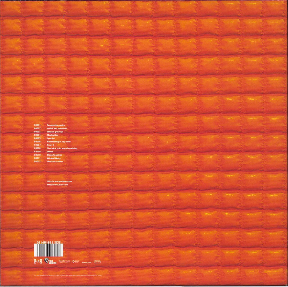 Garbage Version 2.0 - Orange Vinyl UK 2-LP vinyl record set (Double LP Album) 5414940011838