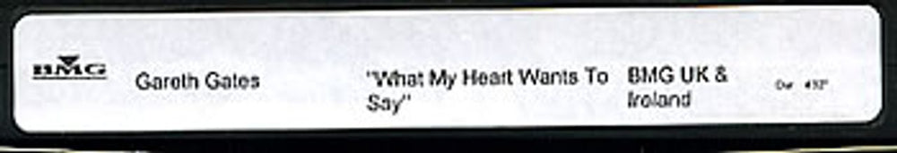 Gareth Gates What My Heart Wants To Say UK Promo video (VHS or PAL or NTSC) PROMO VIDEO