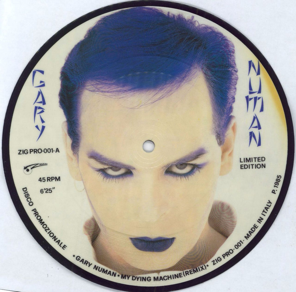 Gary Numan My Dying Machine + Insert Italian Promo 7" vinyl picture disc (7 inch picture disc single) ZIGPRO-001