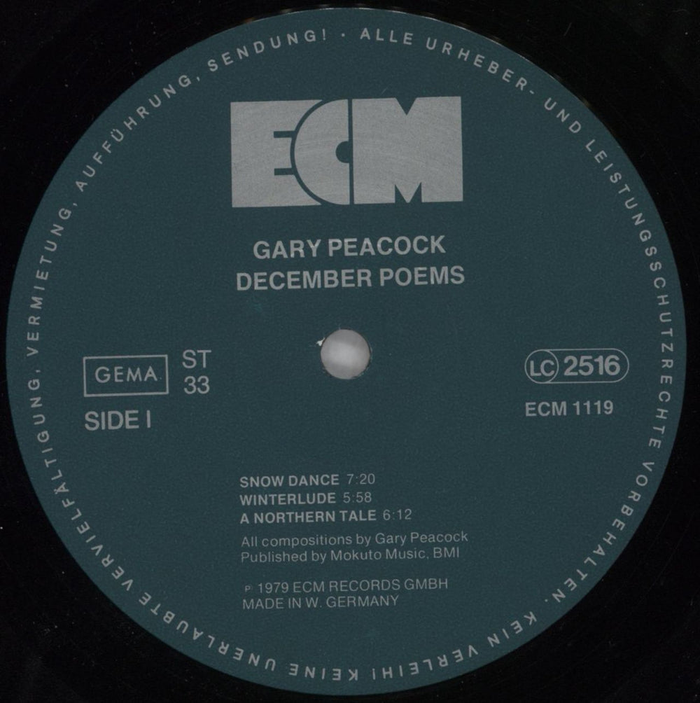 Gary Peacock December Poems - Promo Stickered German Promo vinyl LP album (LP record) GZ1LPDE823553