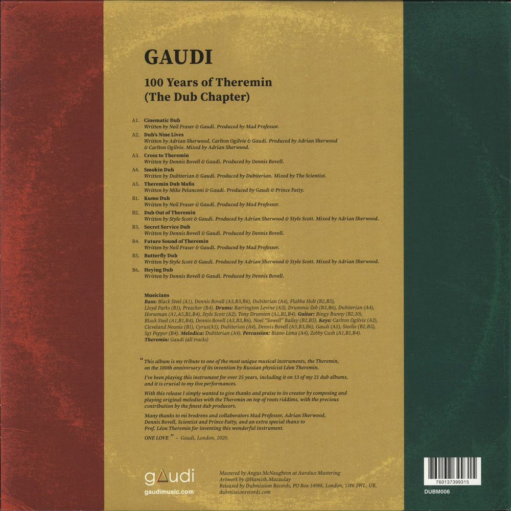 Gaudi 100 Years of Theremin (The Dub Chapter) UK vinyl LP album (LP record) 760137399315