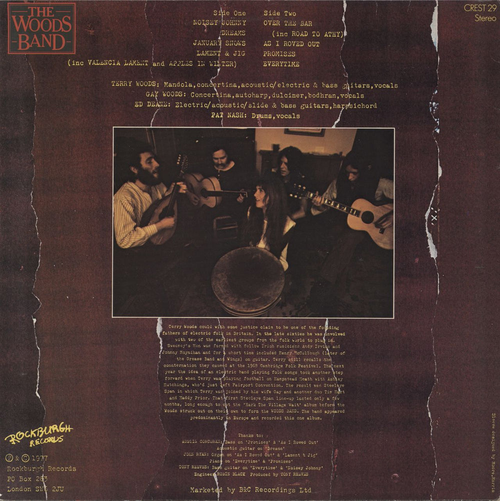 Gay & Terry Woods The Woods Band UK vinyl LP album (LP record)