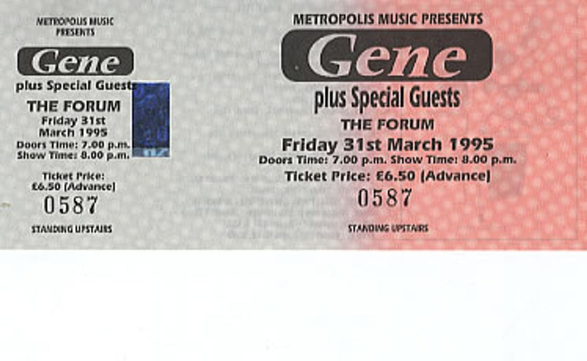 Gene Concert Ticket UK Concert ticket — RareVinyl.com