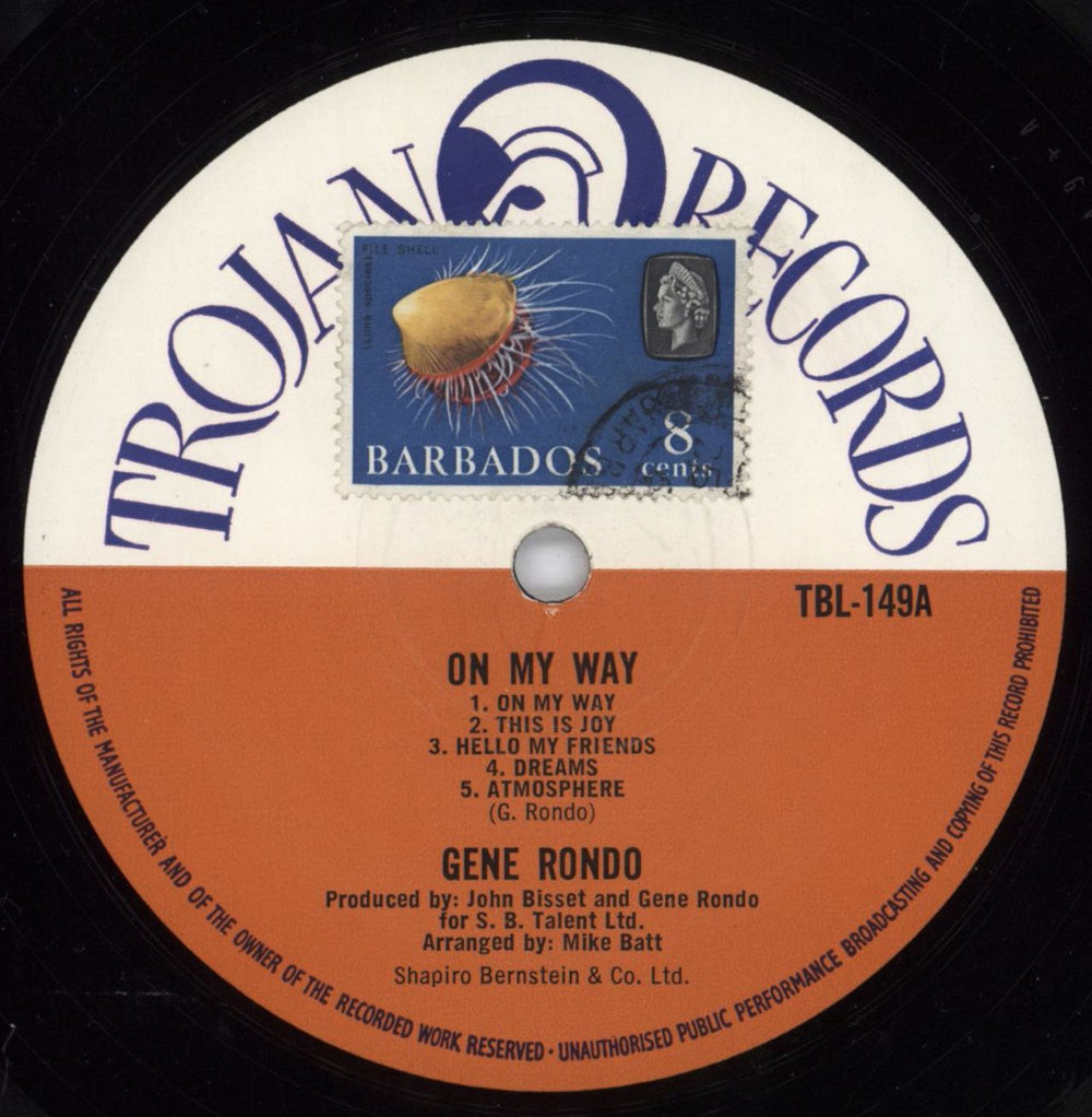 Gene Rondo On My Way UK vinyl LP album (LP record) 5GRLPON805213