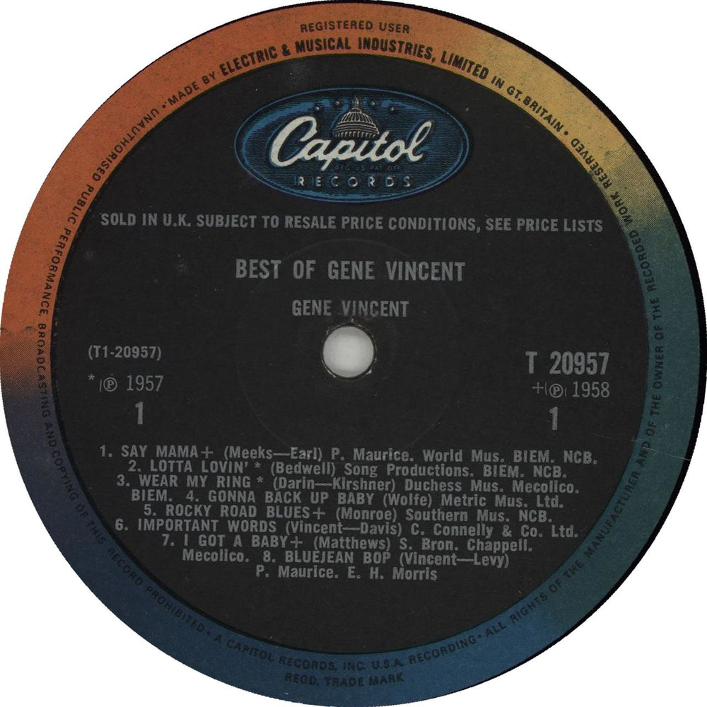 Gene Vincent Best Of Gene Vincent - EX UK vinyl LP album (LP record) GNVLPBE471782