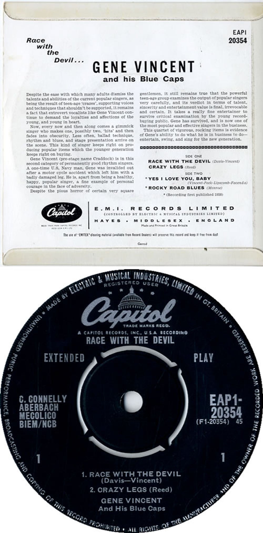 Gene Vincent Race With The Devil EP UK 7" vinyl single (7 inch record / 45) GNV07RA589738