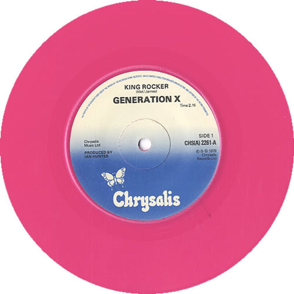 Generation X King Rocker - Neon Pink Vinyl - Tony James P/S UK 7" vinyl single (7 inch record / 45) GEX07KI117190