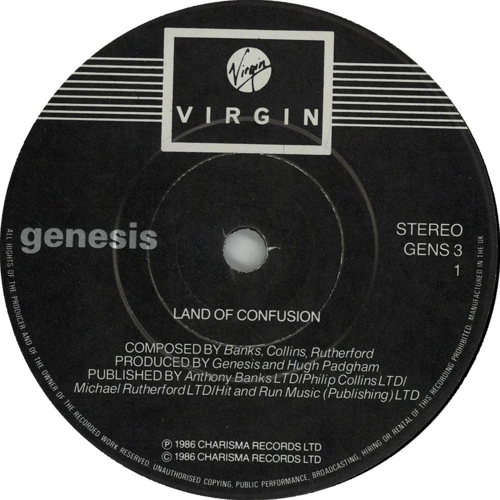 Genesis Land Of Confusion UK 7" vinyl single (7 inch record / 45) GENS3