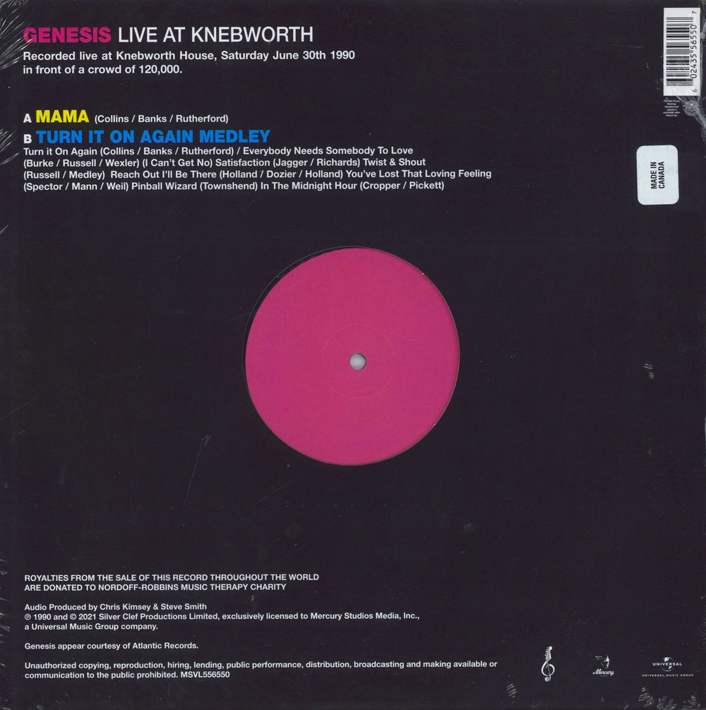 Genesis Live At Knebworth - RSD 2021 - Sealed Canadian 12" vinyl single (12 inch record / Maxi-single) 602435565507