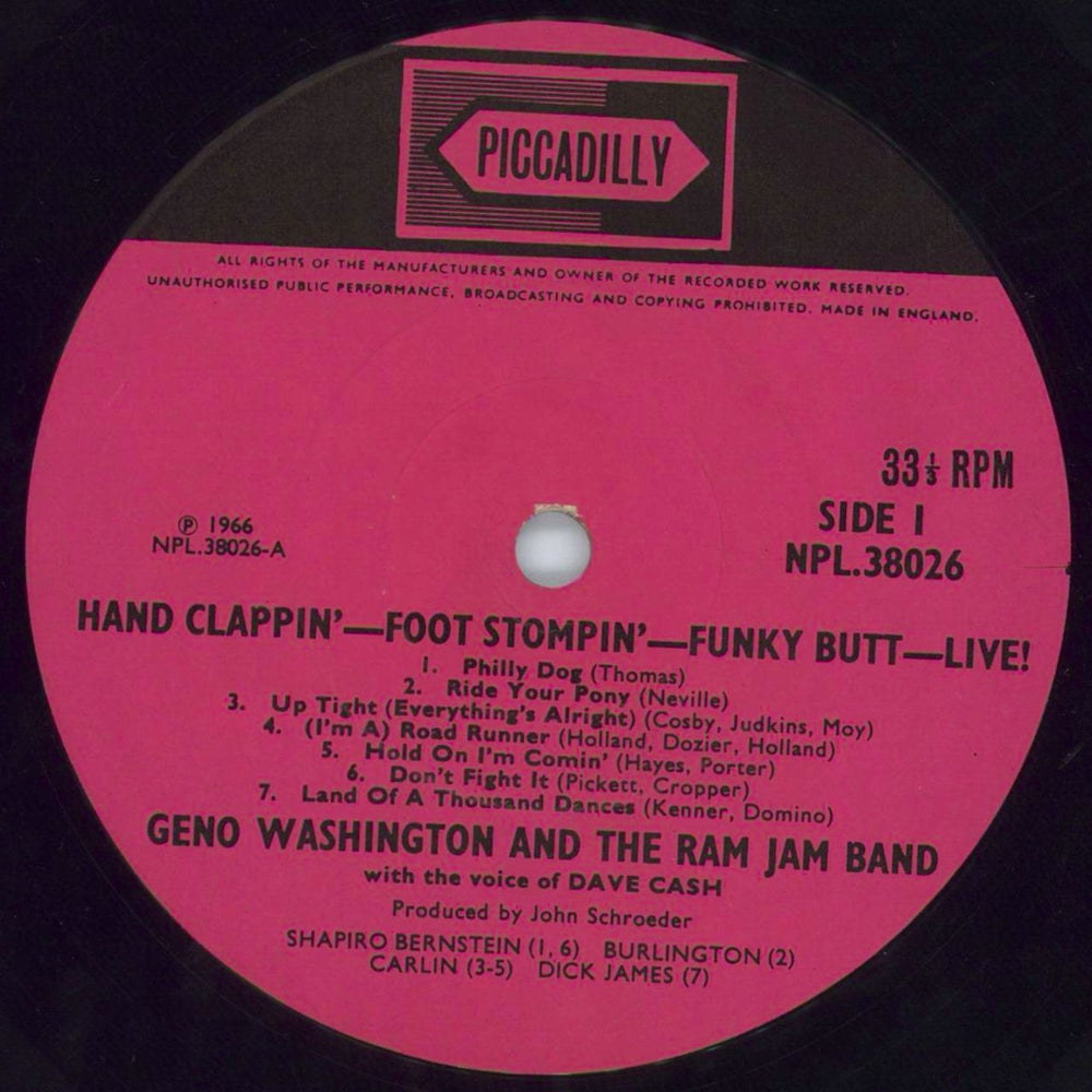 Geno Washington Hand Clappin' Foot Stompin' Funky-Butt... Live! UK vinyl LP album (LP record) GWHLPHA814766