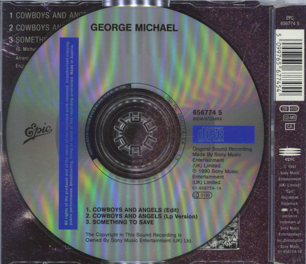 George Michael Cowboys And Angels Austrian CD single (CD5 / 5") 5099765677454