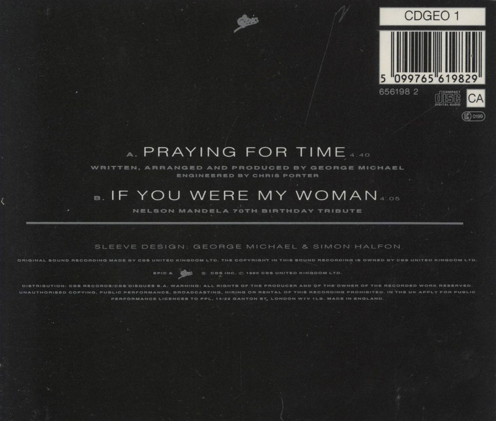 George Michael Praying For Time UK CD single (CD5 / 5") 5099765619829