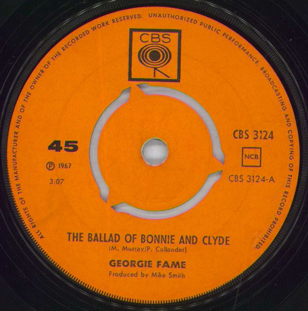 Georgie Fame The Ballad Of Bonnie And Clyde Swedish 7" vinyl single (7 inch record / 45) GFM07TH818847