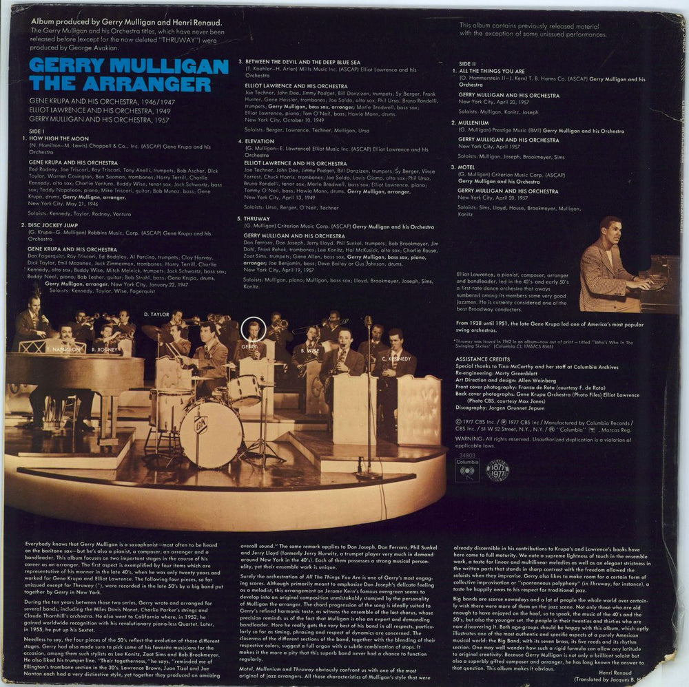 Gerry Mulligan The Arranger US vinyl LP album (LP record)