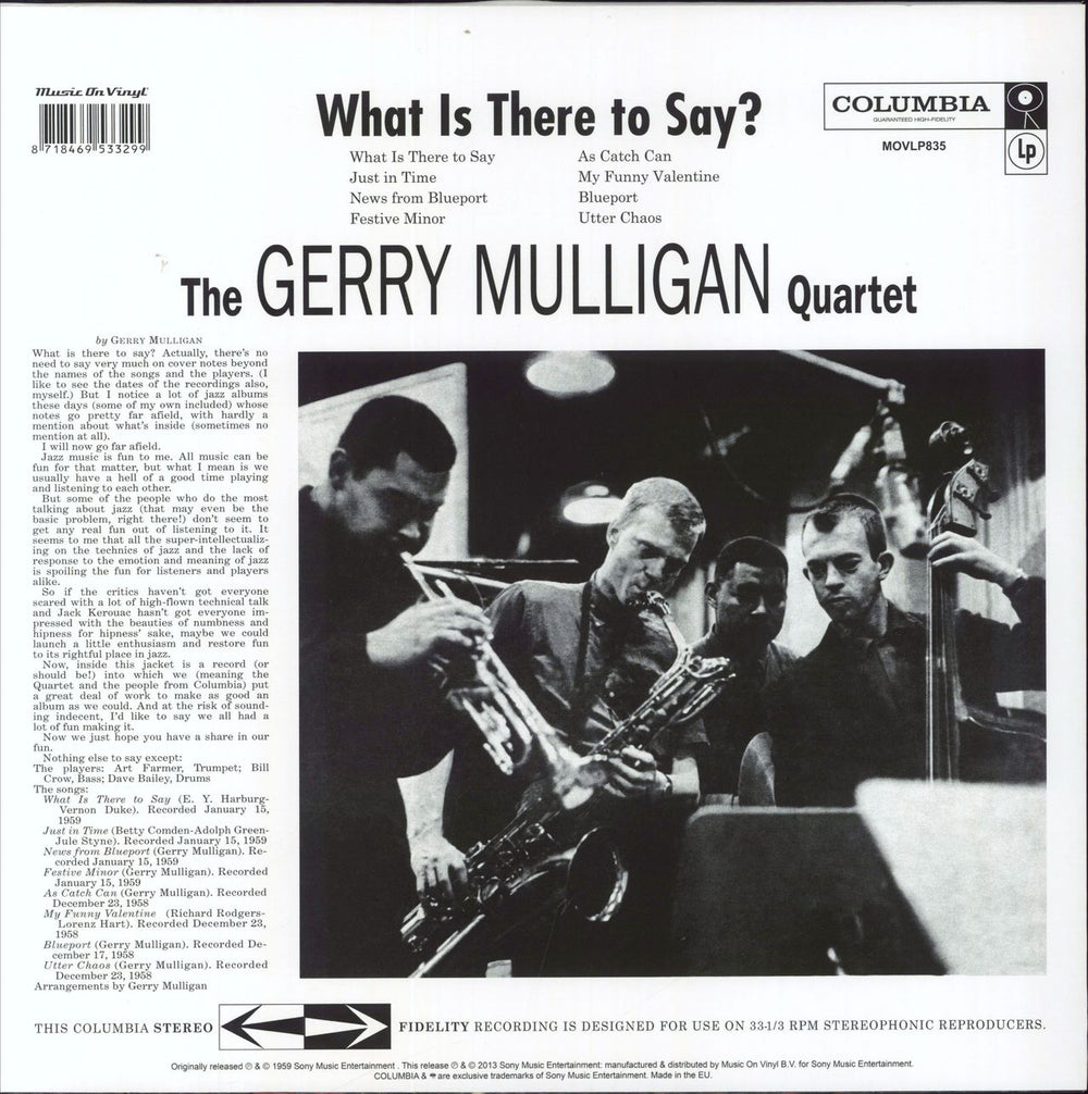 Gerry Mulligan What Is There To Say? - 180g UK vinyl LP album (LP record) 8718469533299