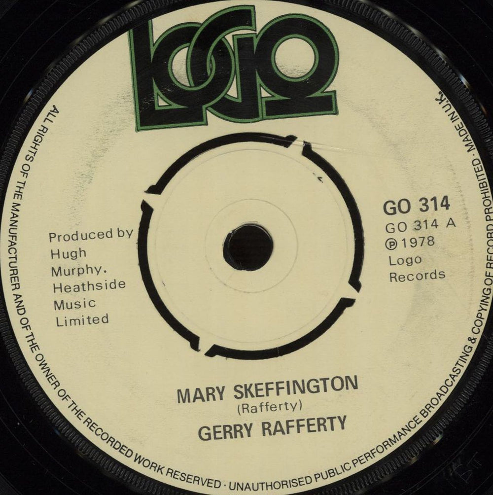 Gerry Rafferty Mary Skeffington UK 7" vinyl single (7 inch record / 45) GO314