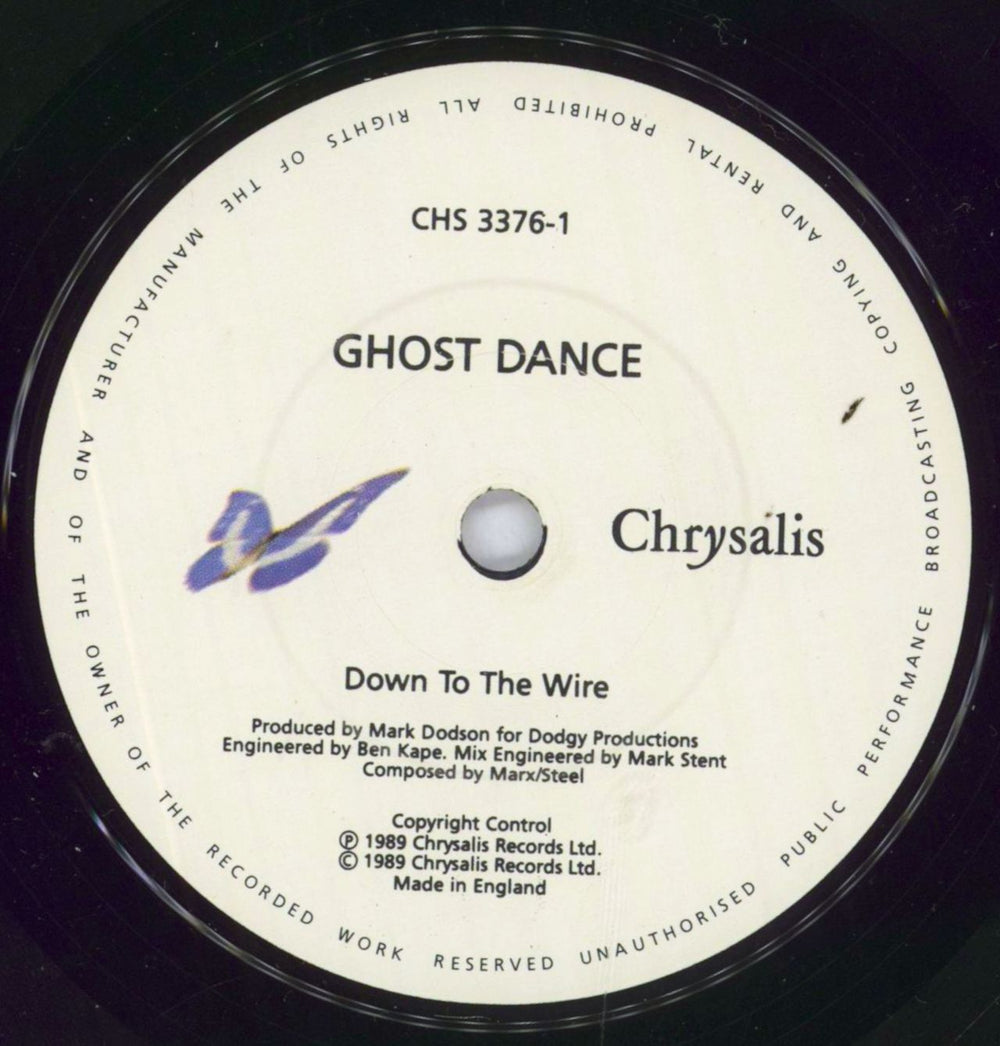 Ghost Dance Down To The Wire UK 7" vinyl single (7 inch record / 45) GST07DO831752