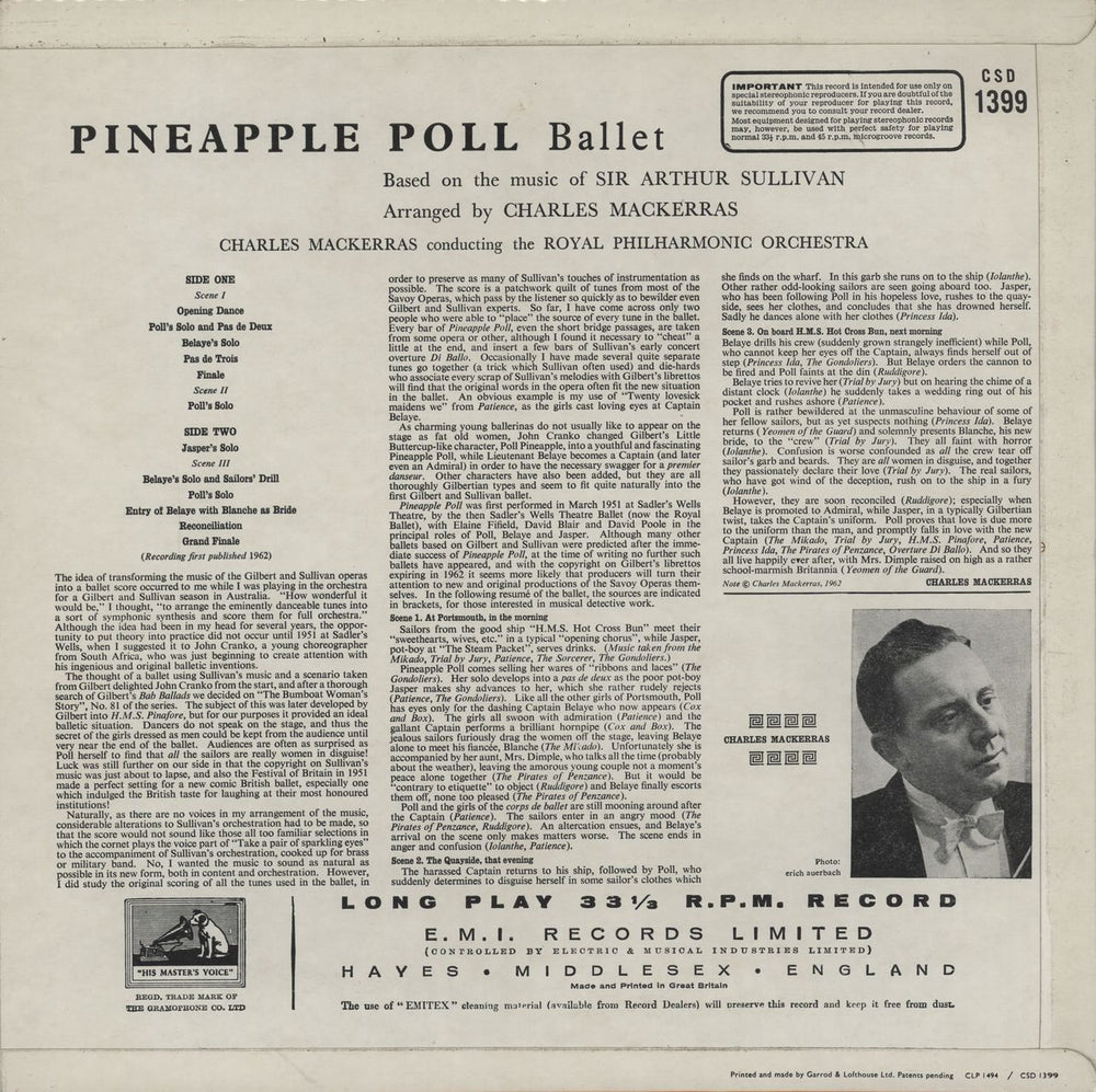 Gilbert & Sullivan Pineapple Poll UK vinyl LP album (LP record)