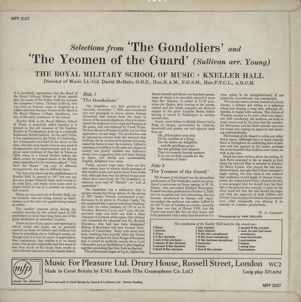 Gilbert & Sullivan Selections From 'The Gondoliers' And 'The Yeomen Of The Guard' UK vinyl LP album (LP record)