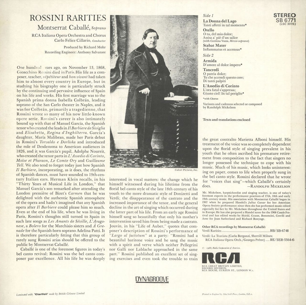 Gioacchino Rossini Rossini Rarities UK vinyl LP album (LP record)