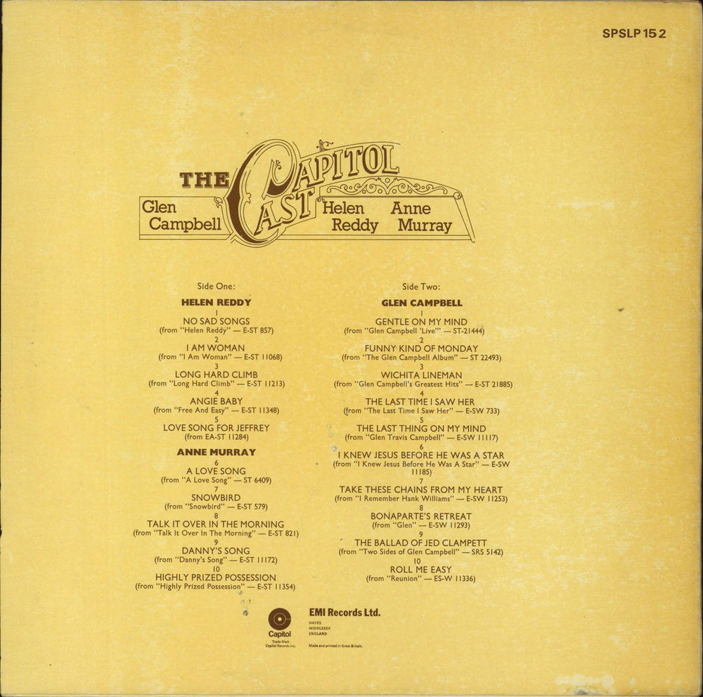 Glen Campbell The Capitol Cast UK Promo vinyl LP album (LP record)