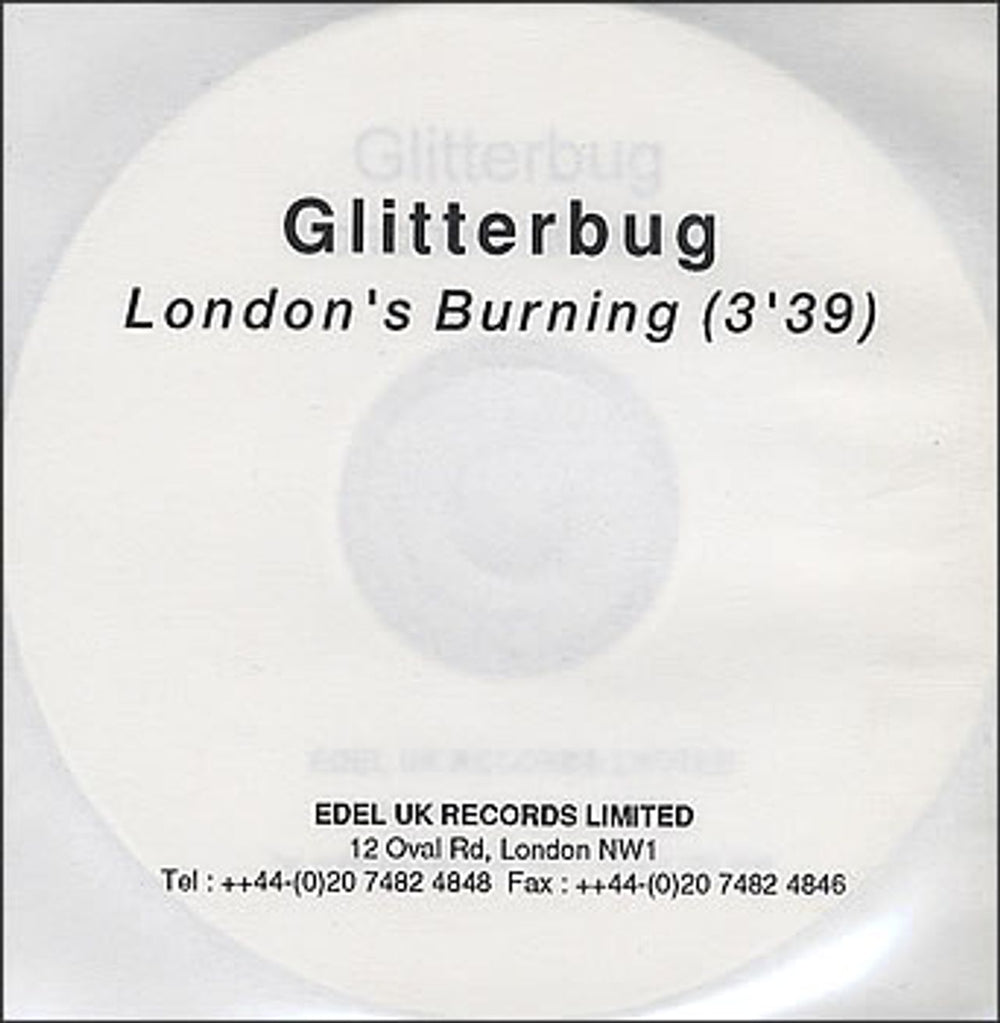 Glitterbug London's Burning UK Promo CD-R acetate CD-R ACETATE