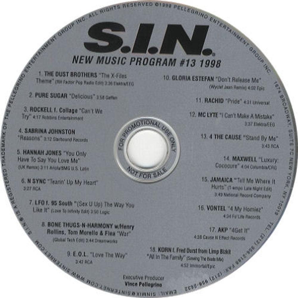 Gloria Estefan S.I.N. New Music Program #13 1998 US Promo CD album (CDLP) #13