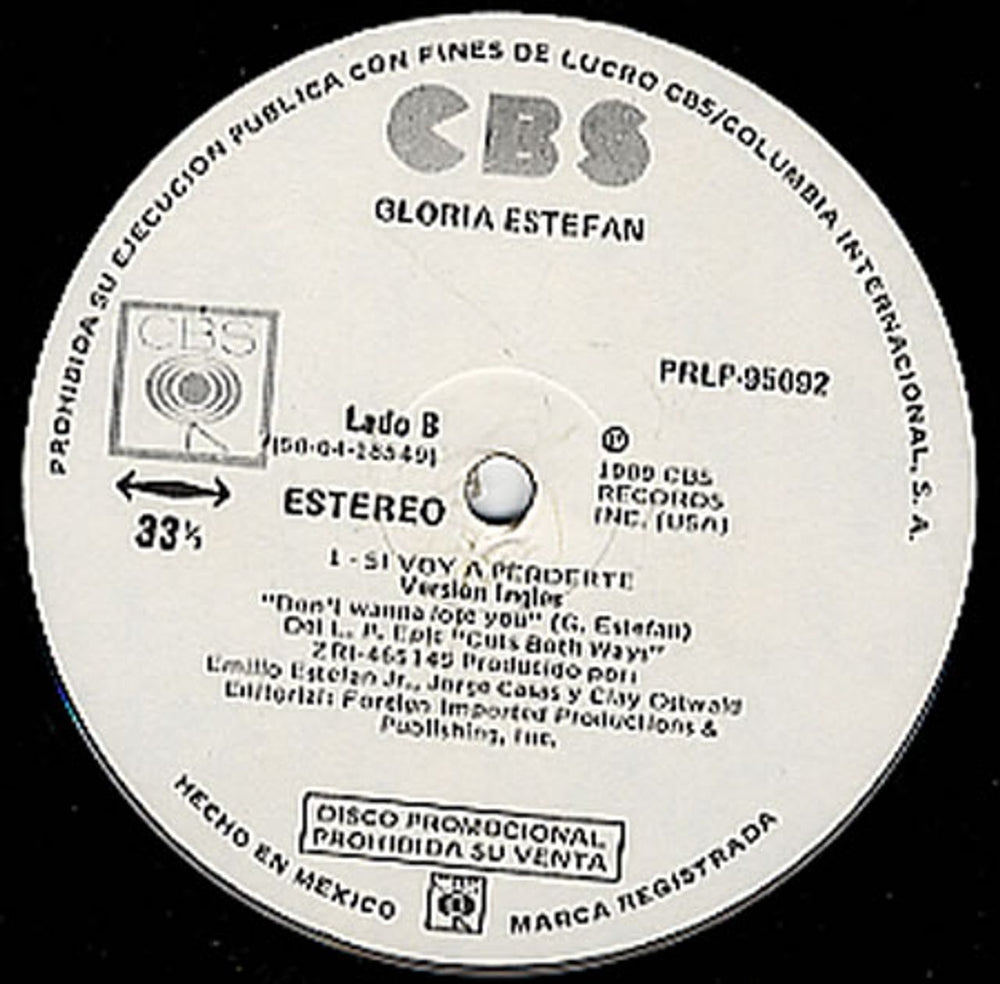 Gloria Estefan Si Voy A Perderte Mexican Promo 12" vinyl single (12 inch record / Maxi-single) EST12SI149675