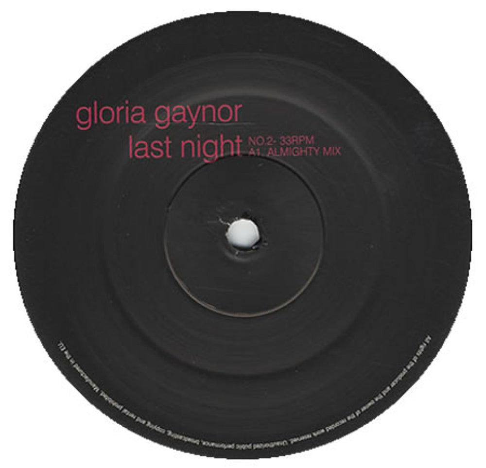 Gloria Gaynor Last Night UK Promo 12" vinyl single (12 inch record / Maxi-single) LAST2