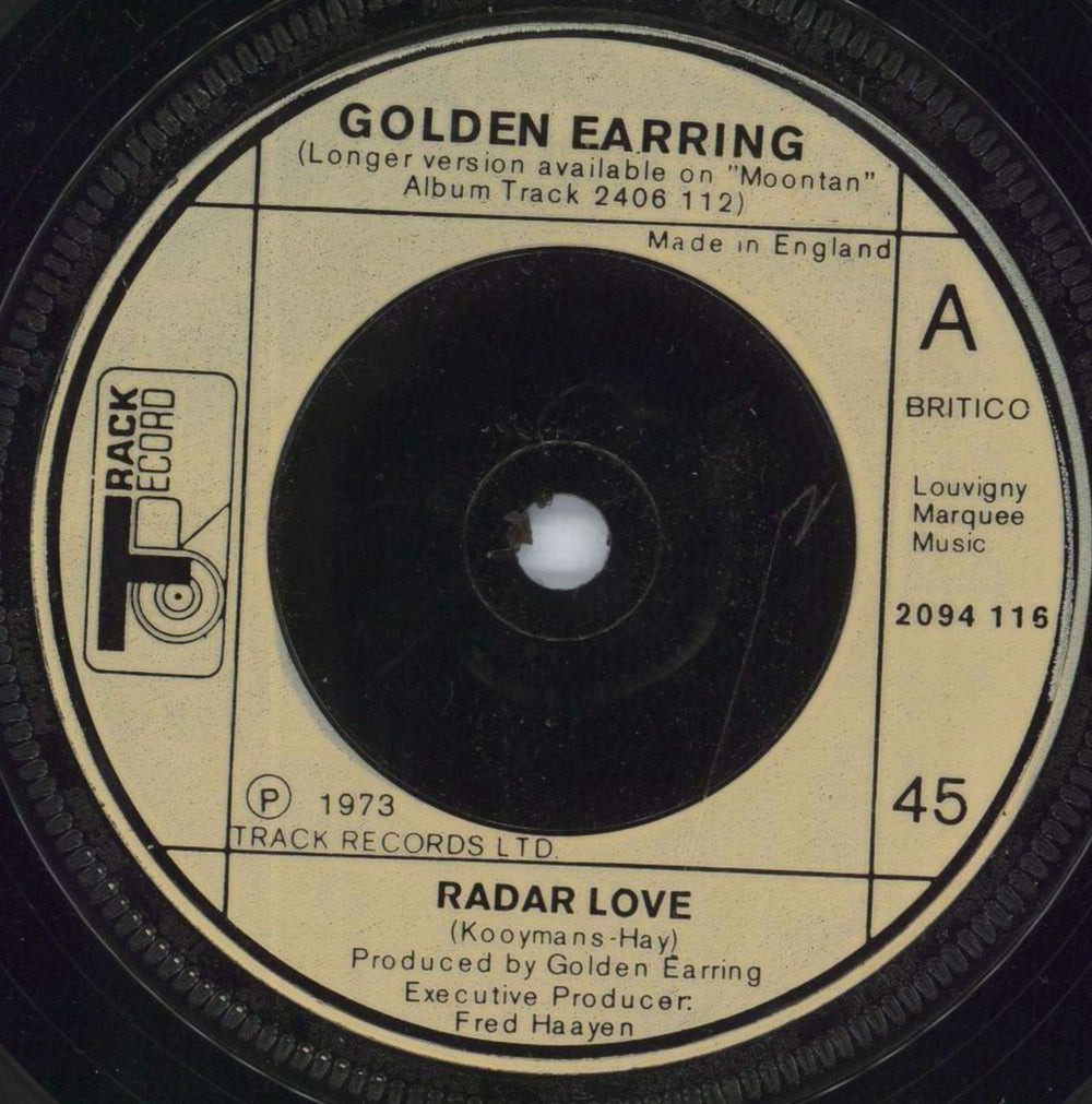 Golden Earring Radar Love UK 7" vinyl single (7 inch record / 45) 2094116