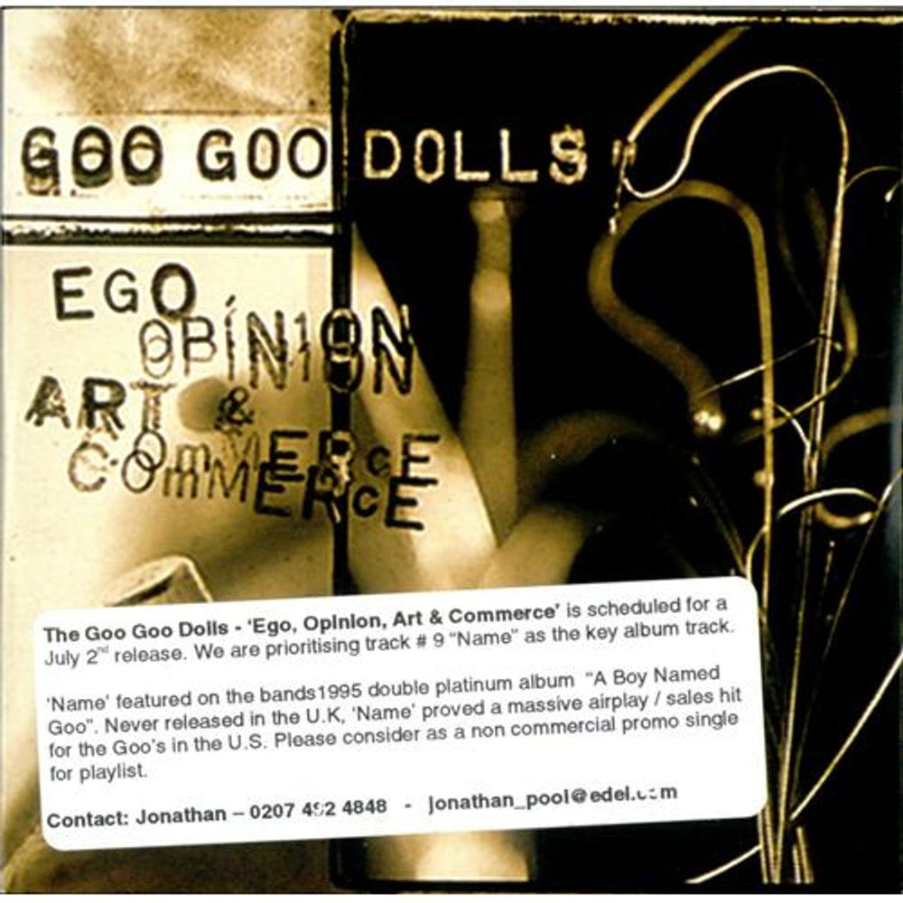 Goo Goo Dolls Ego, Opinion, Art & Commerce German Promo CD album (CDLP) 0127112HWRP