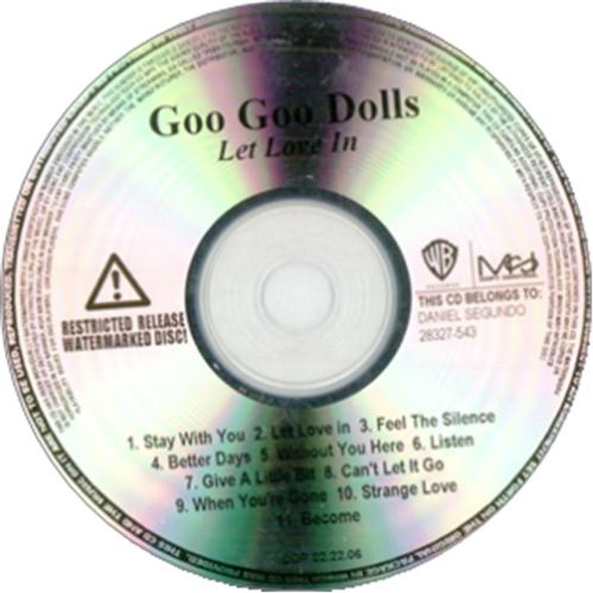 Goo Goo Dolls Let Love In Mexican Promo CD-R acetate — RareVinyl.com