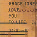 Grace Jones Love You To Life UK Promo CD-R acetate CD-R