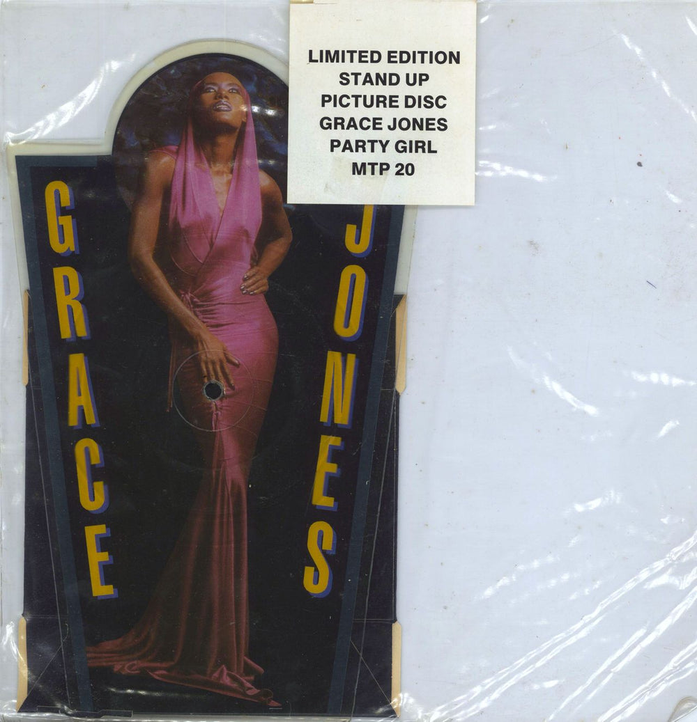 Grace Jones Party Girl + plinth - Sealed UK shaped picture disc (picture disc vinyl record) MTP20