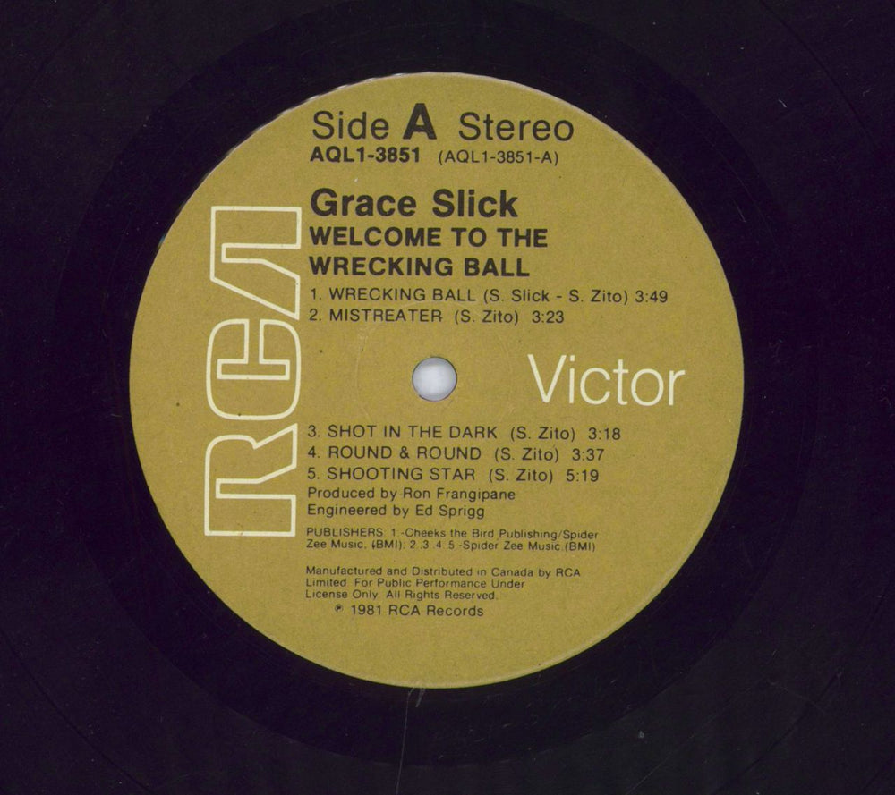 Grace Slick Welcome To The Wrecking Ball Canadian vinyl LP album (LP record)