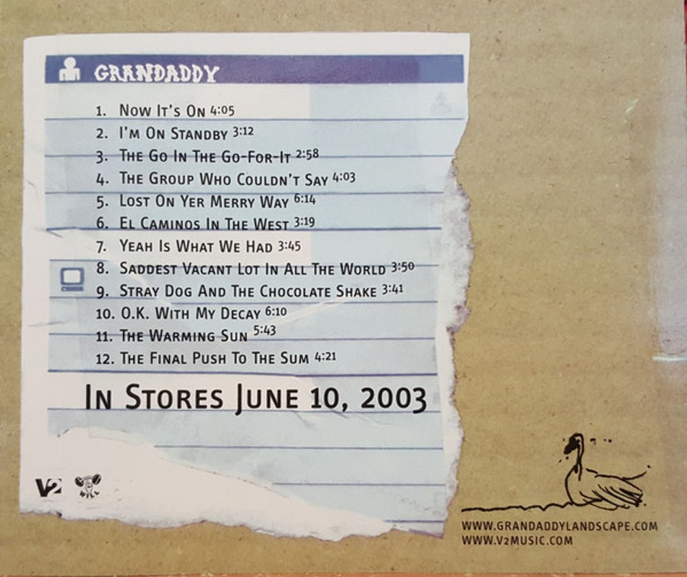 Grandaddy Tour Sampler 2003 US Promo CD single (CD5 / 5") V2DJ-27159-2