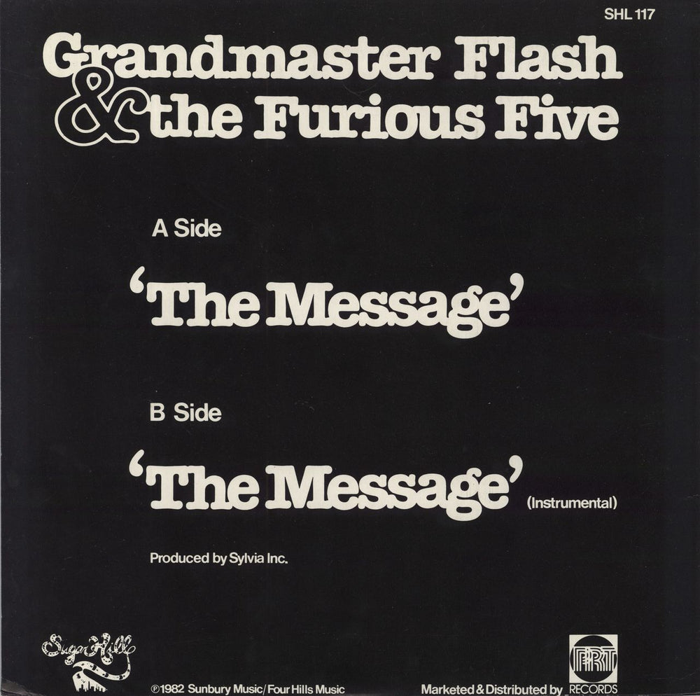 Grandmaster Flash The Message + p/s - EX UK 12" vinyl single (12 inch record / Maxi-single) SHL117