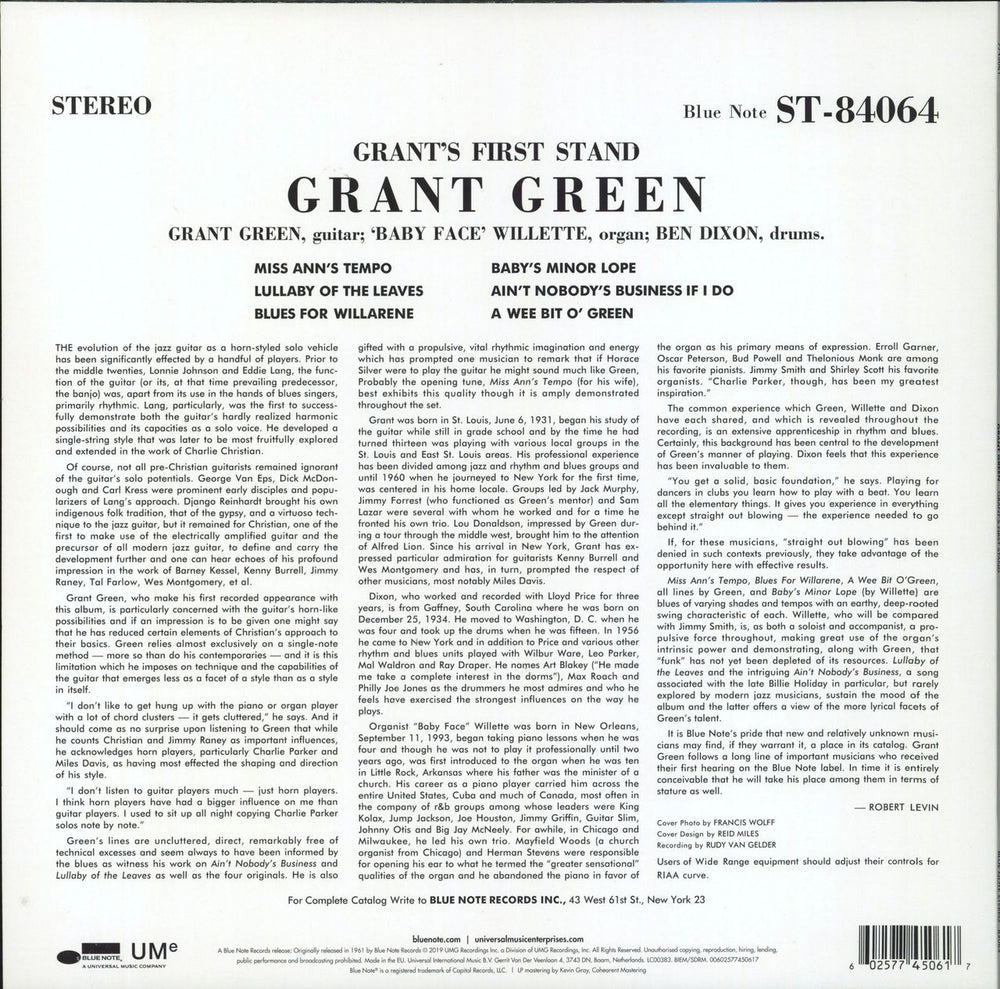 Grant Green Grant's First Stand - 180gm Vinyl UK vinyl LP album (LP record) 602577450617