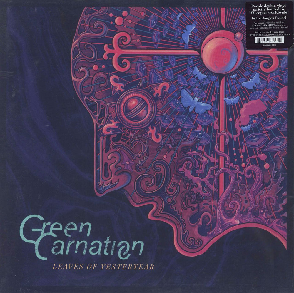 Green Carnation Leaves Of Yesteryear - Purple Vinyl French 2-LP vinyl record set (Double LP Album) SOM560LP