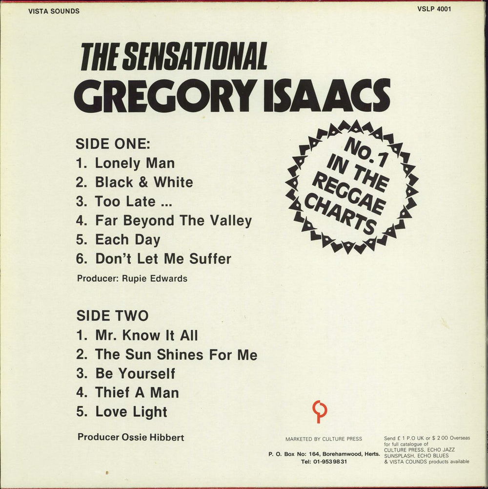 Gregory Isaacs The Sensational Gregory Isaacs UK vinyl LP album (LP record)