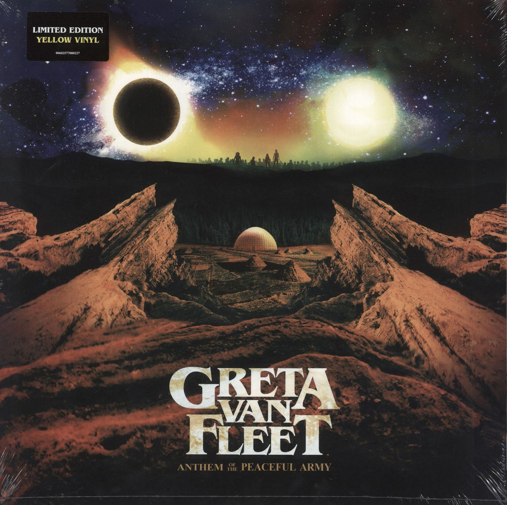 Greta Van Fleet Anthem Of The Peaceful - Yellow Vinyl - Sealed UK vinyl LP album (LP record) 00602577080227