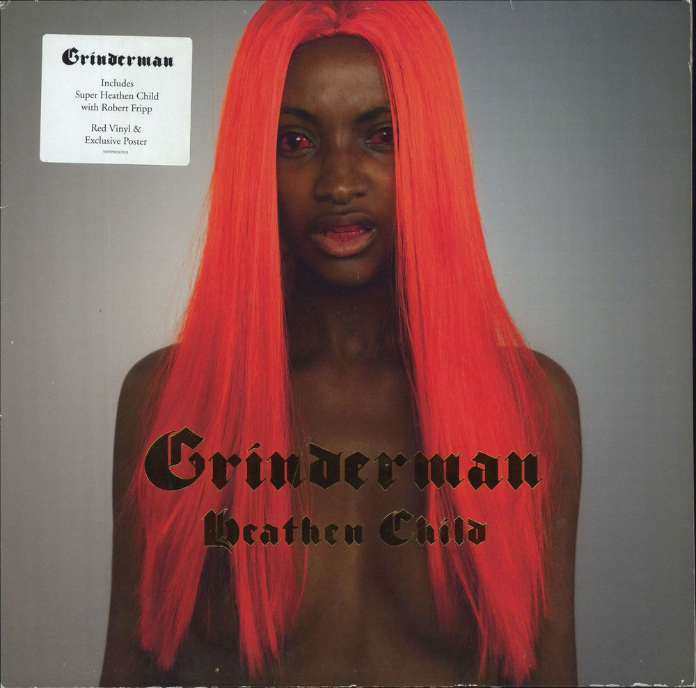 Grinderman Heathen Child - 2nd - Red Vinyl + Poster - EX UK 12" vinyl single (12 inch record / Maxi-single) 12MUTE441