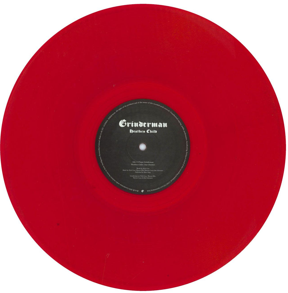 Grinderman Heathen Child - 2nd - Red Vinyl + Poster - EX UK 12" vinyl single (12 inch record / Maxi-single) GID12HE654147