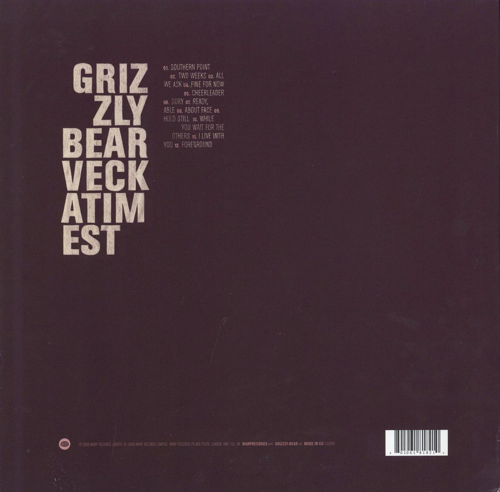 Grizzly Bear Veckatimest - 180gram Vinyl UK 2-LP vinyl record set (Double LP Album) 801061818210